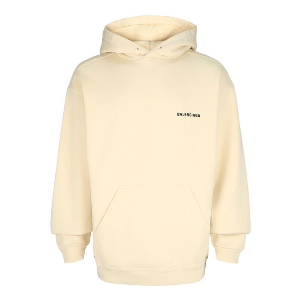 Balenciaga Embroidered Logo Hoodie White Mens